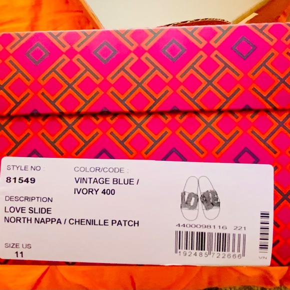 TORY BURCH [womens] Slide Sandals  : Vintage Blue / Ivory  “” RARE’’ - Picture 3 of 5